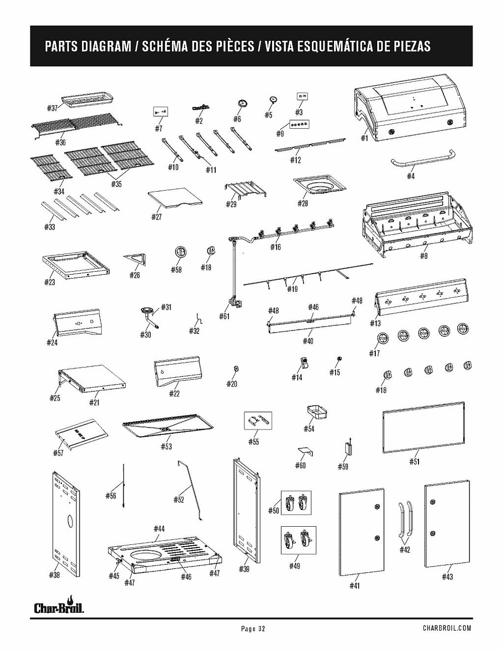 Diagram Diagram and Parts List for 463458021 2021 Char-Broil Grill