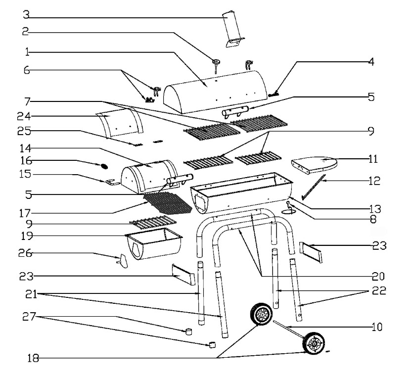 Diagram Diagram and Parts List for 10201598  Char-Broil Smoker