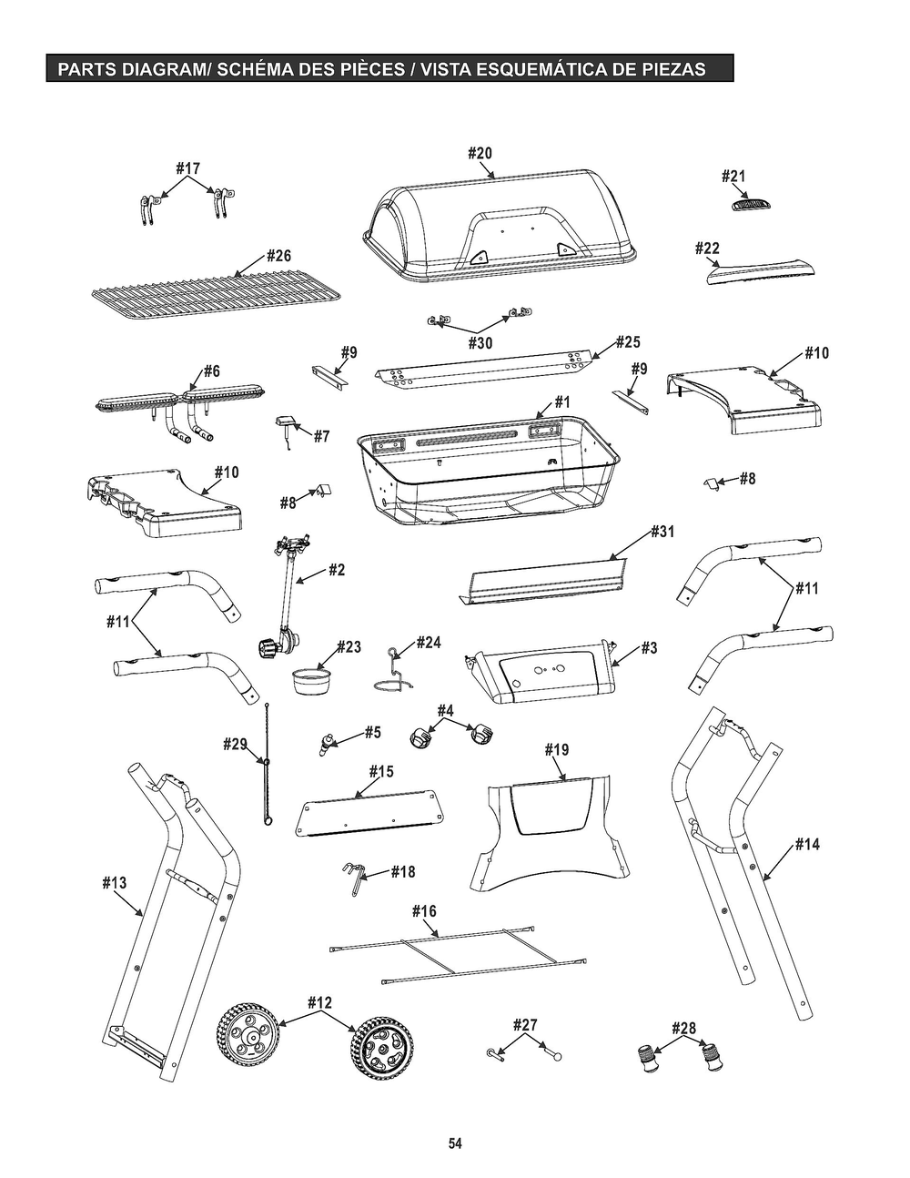 Diagram Diagram and Parts List for 461665517  Char-Broil Grill