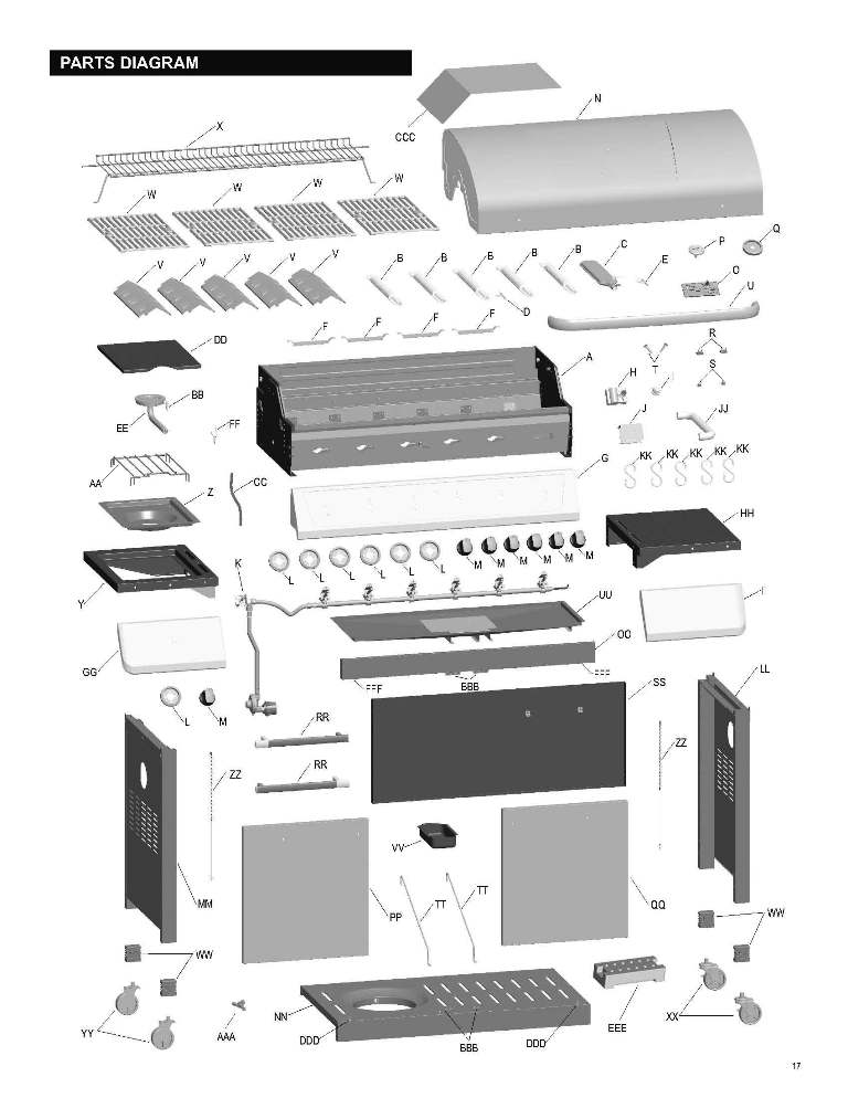 Diagram Diagram and Parts List for 463234513  Char-Broil Grill