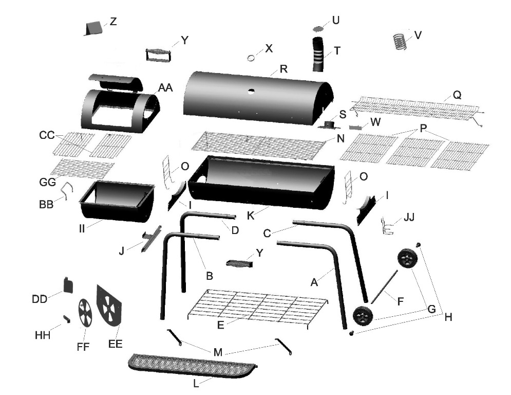Diagram Diagram and Parts List for 12201776  Char-Broil Smoker