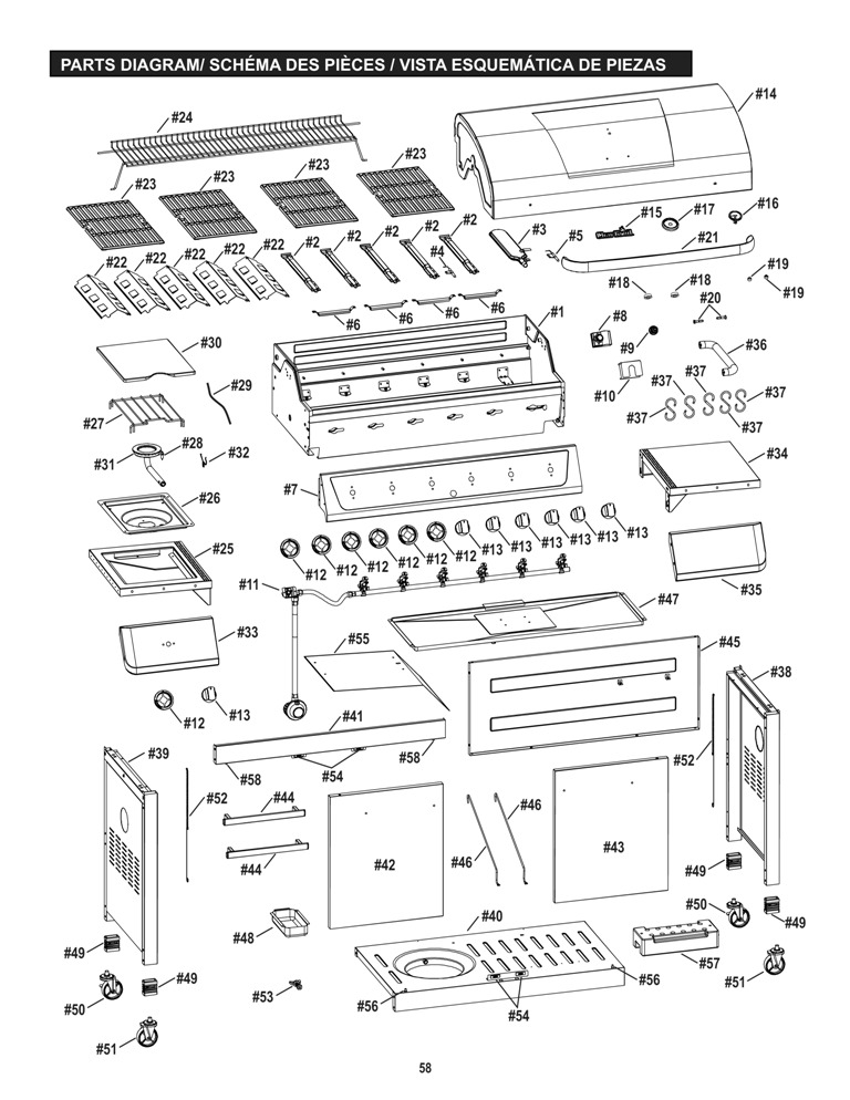 Diagram Diagram and Parts List for 463230515 (KB650)(2015) Char-Broil Grill