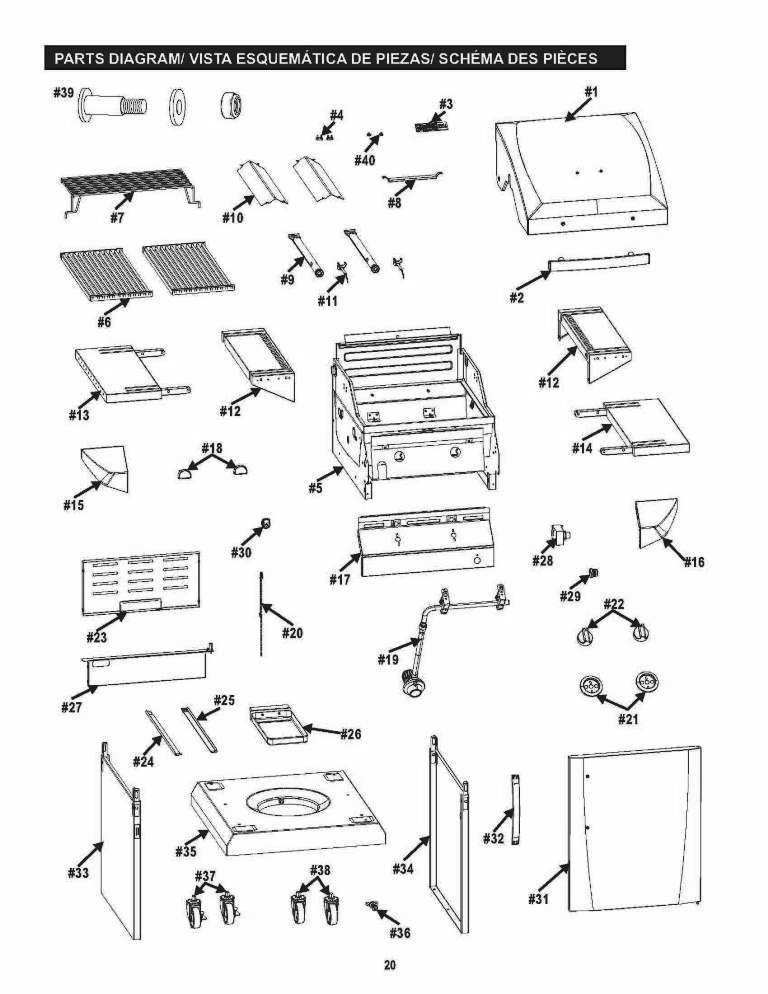 Diagram Diagram and Parts List for 463273614  Char-Broil Grill