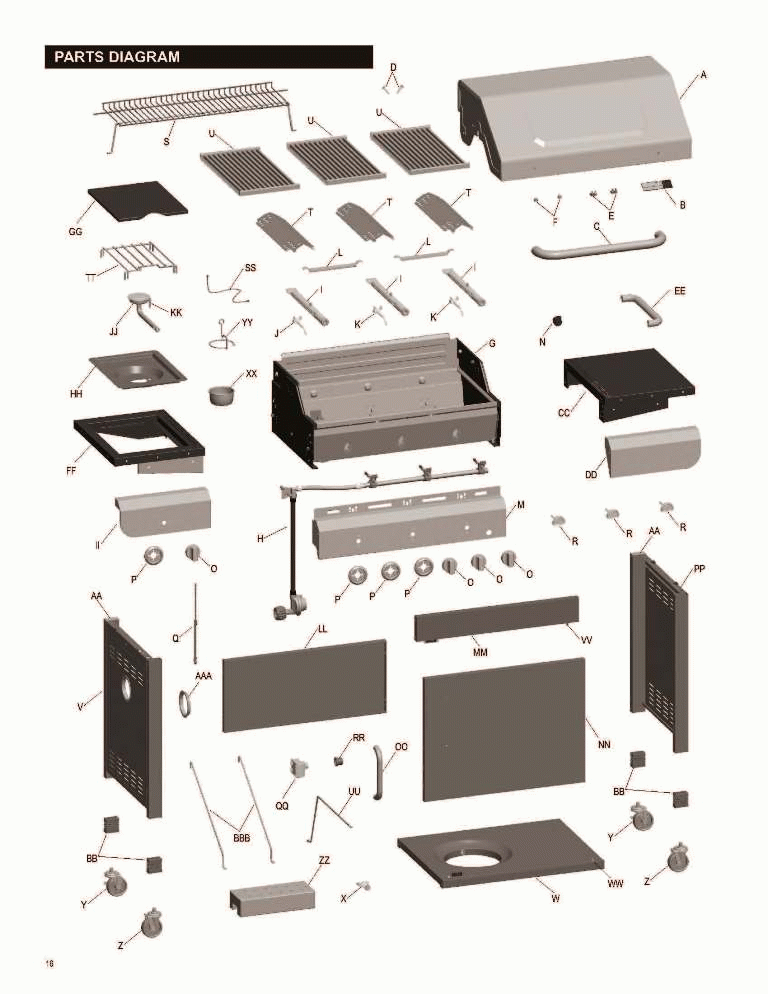 Diagram 1 Diagram and Parts List for 463434313 T-35G5 Char-Broil Grill