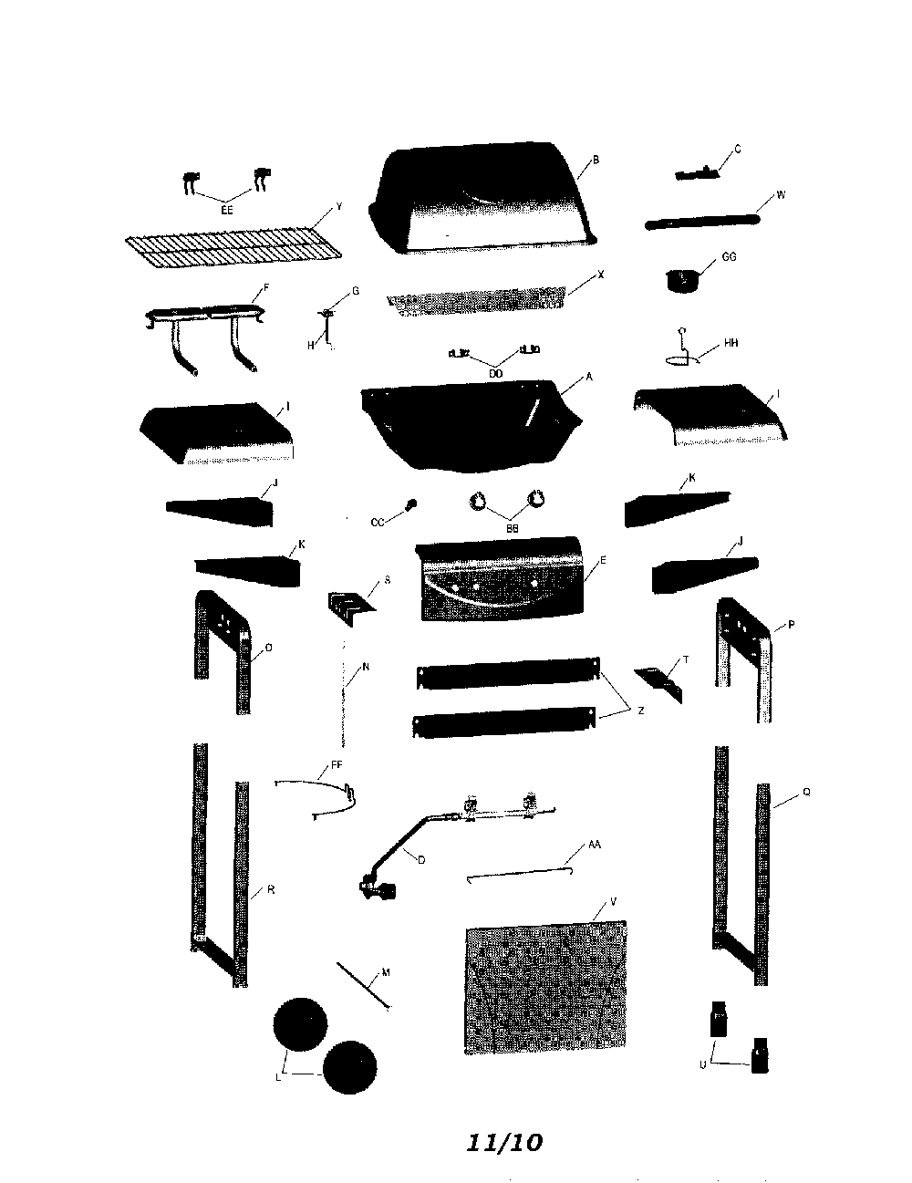 Gas grill Diagram and Parts List for 463611211  Char-Broil Grill