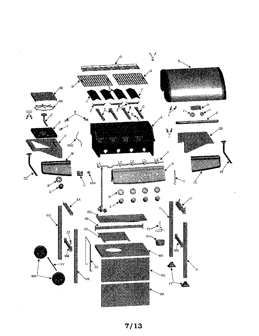 Gas grill Diagram and Parts List for 463210312  Char-Broil Grill