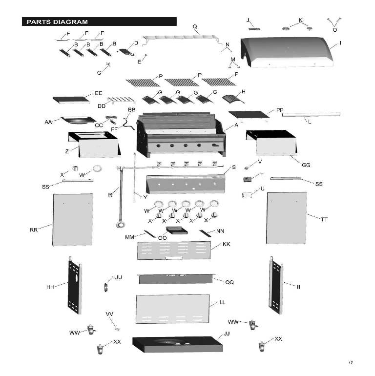Diagram Diagram and Parts List for 463215713  Char-Broil Grill