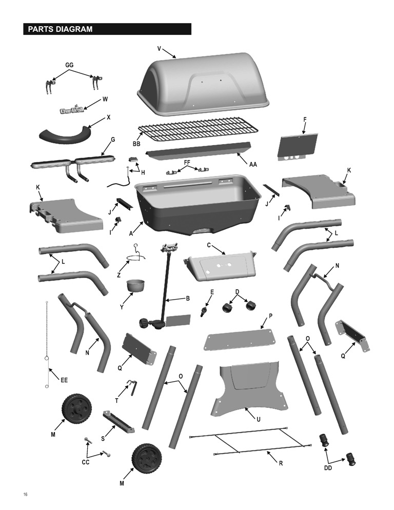 Diagram Diagram and Parts List for 473666510  Char-Broil Grill
