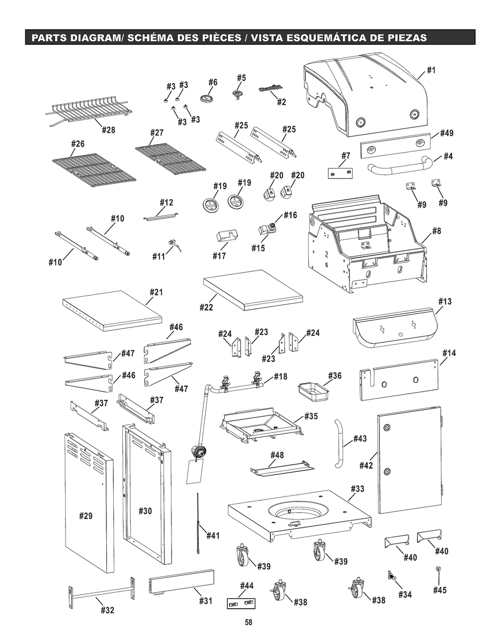 Diagram Diagram and Parts List for 463673617 2017 Char-Broil Grill