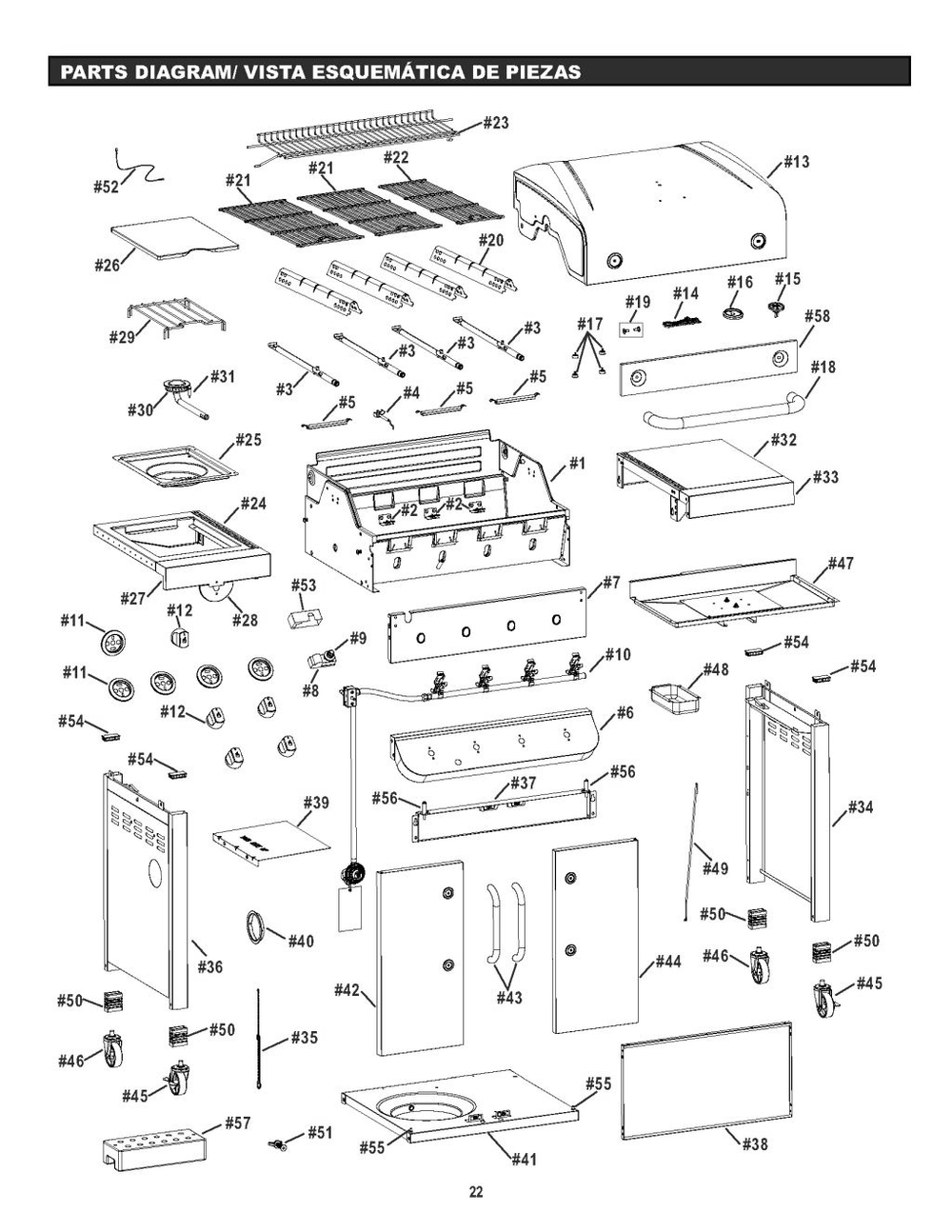 Diagram Diagram and Parts List for 463335519 2019 Char-Broil Grill