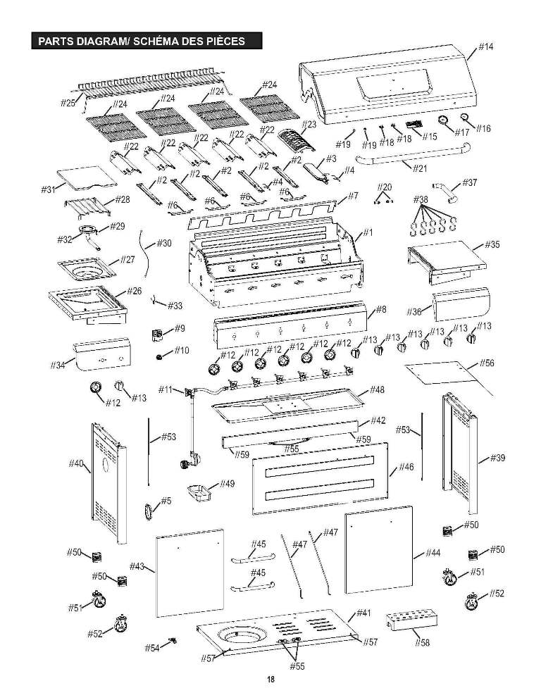 Diagram Diagram and Parts List for 463235714  Char-Broil Grill