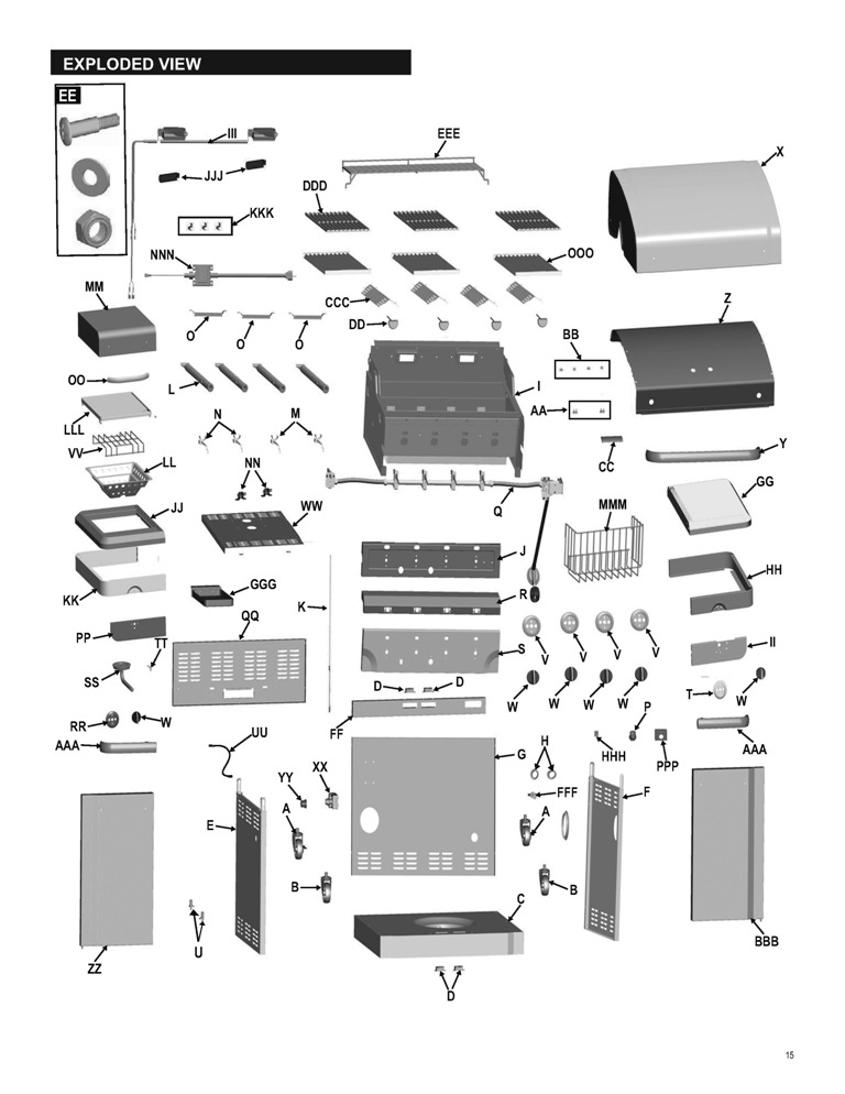 Diagram Diagram and Parts List for 463269311  Char-Broil Grill