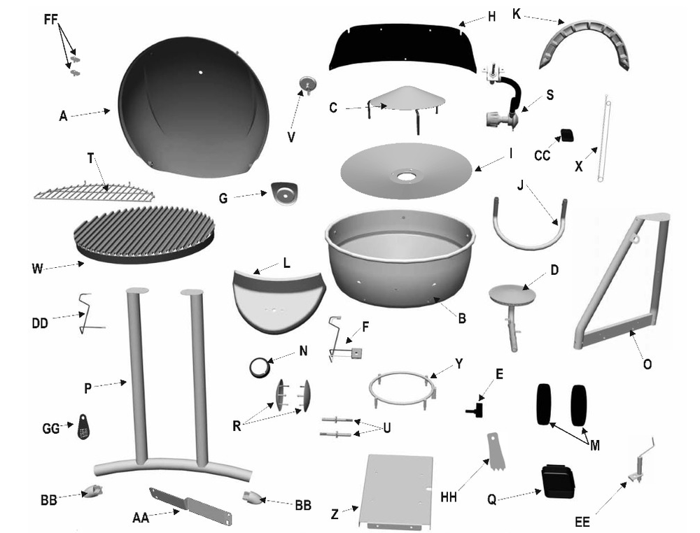 Diagram Diagram and Parts List for 11601579  Char-Broil Grill