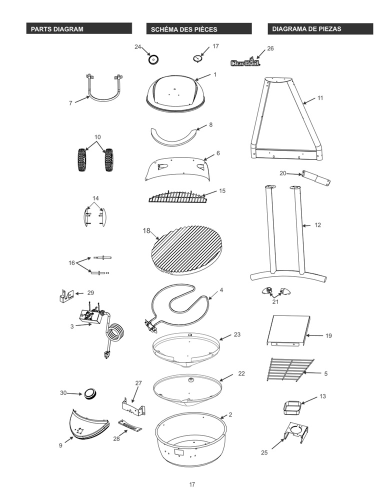 Diagram Diagram and Parts List for 16601578 2016 Char-Broil Grill