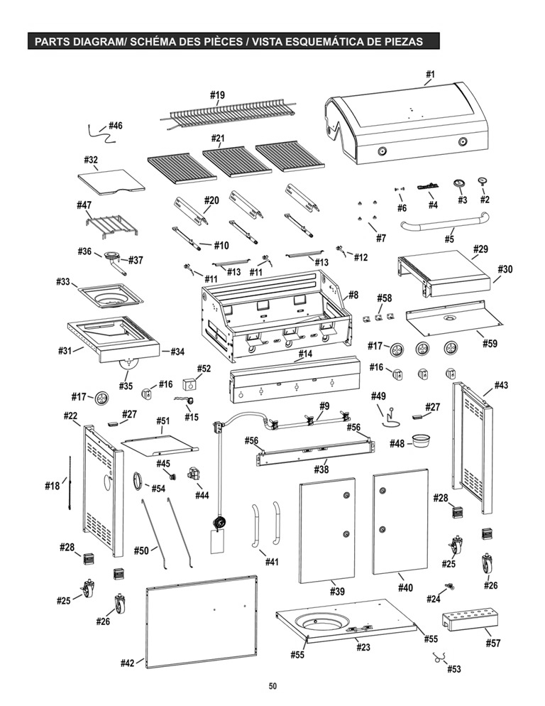 Diagram Diagram and Parts List for 463274016 2016 Char-Broil Grill