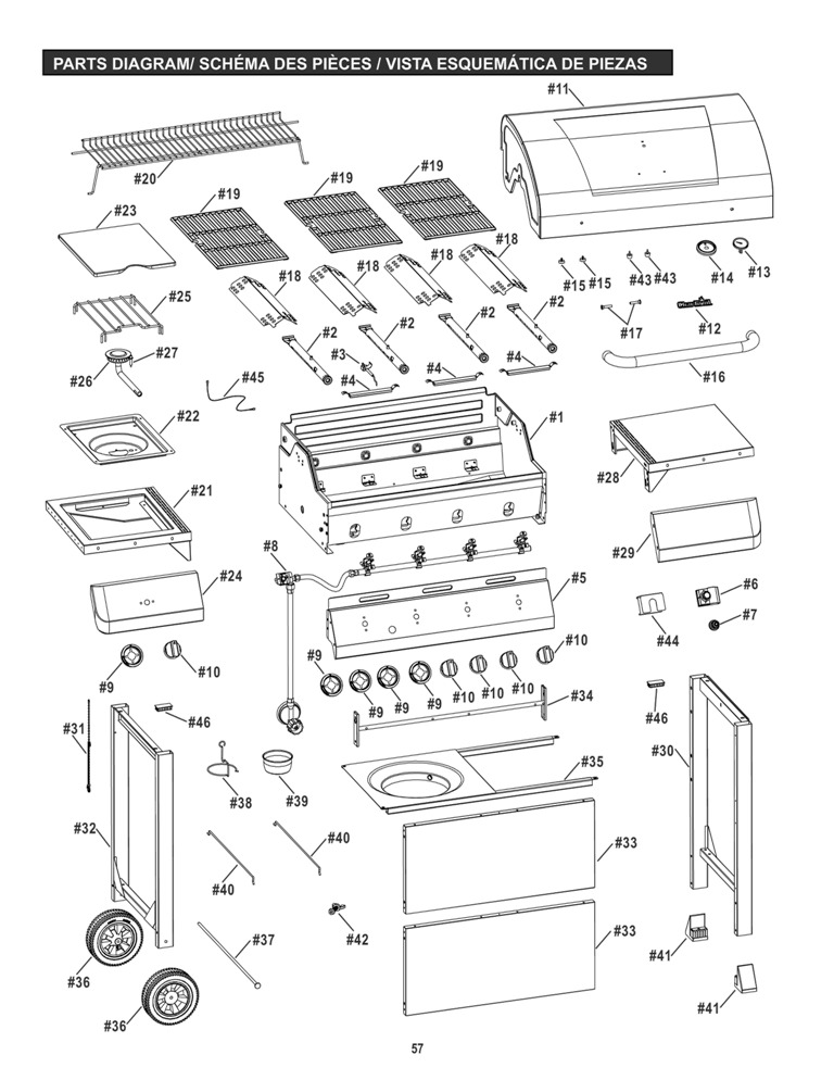 Diagram Diagram and Parts List for 463436215 (T480)(2015) Char-Broil Grill