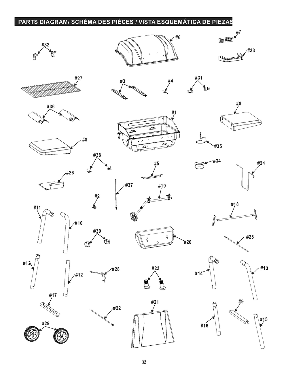 Diagram Diagram and Parts List for 465635821 2021 Char-Broil Grill