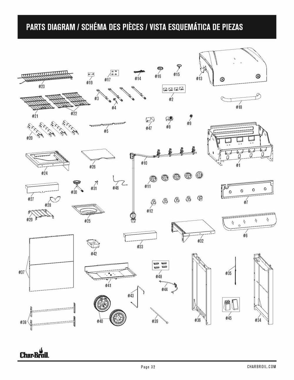 Diagram Diagram and Parts List for 463377319 2019 Char-Broil Grill