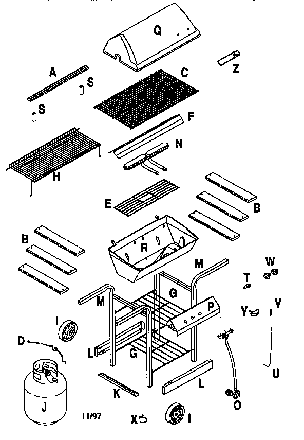Replacement parts Diagram and Parts List for 4657725  Char-Broil Grill