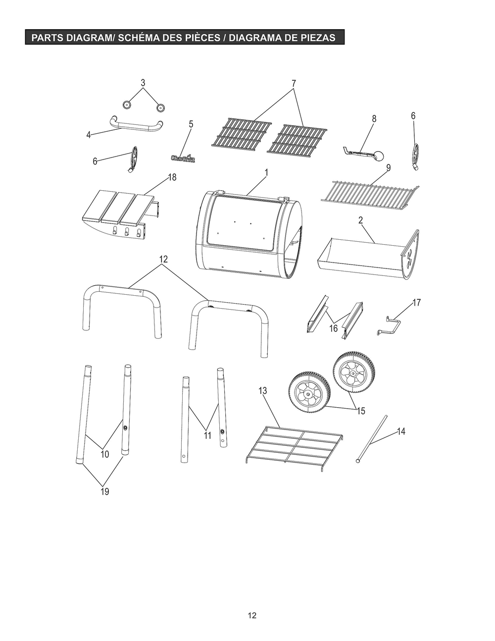 Diagram Diagram and Parts List for 17302054 2017 Char-Broil Grill