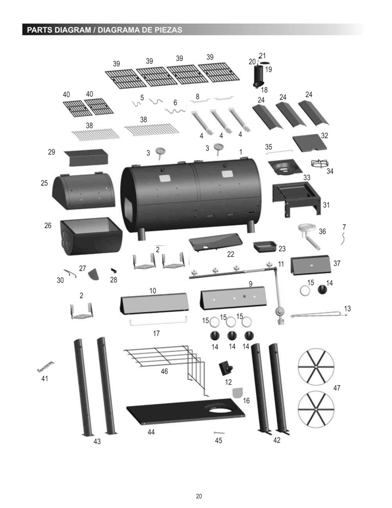 Diagram Diagram and Parts List for 14201767  Char-Broil Grill