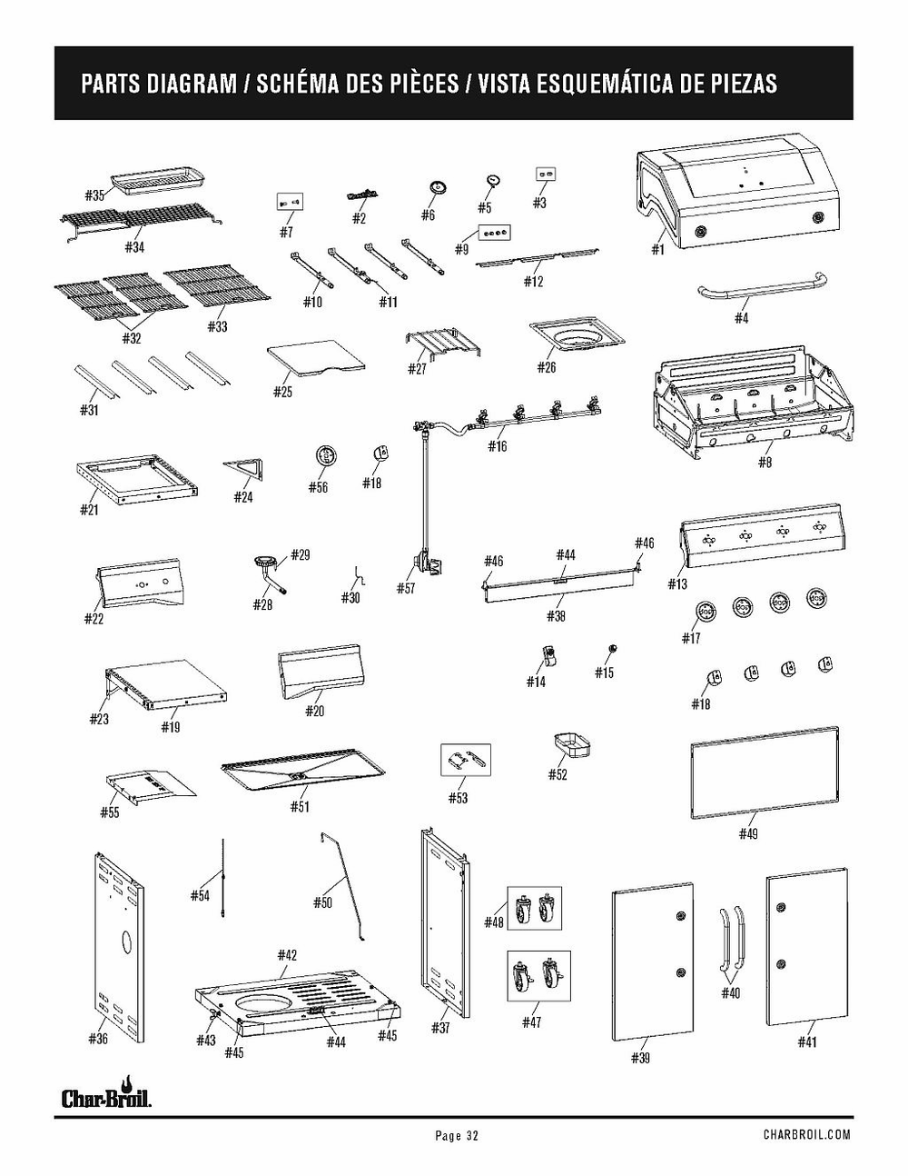 Diagram Diagram and Parts List for 463353521 2021 Char-Broil Grill