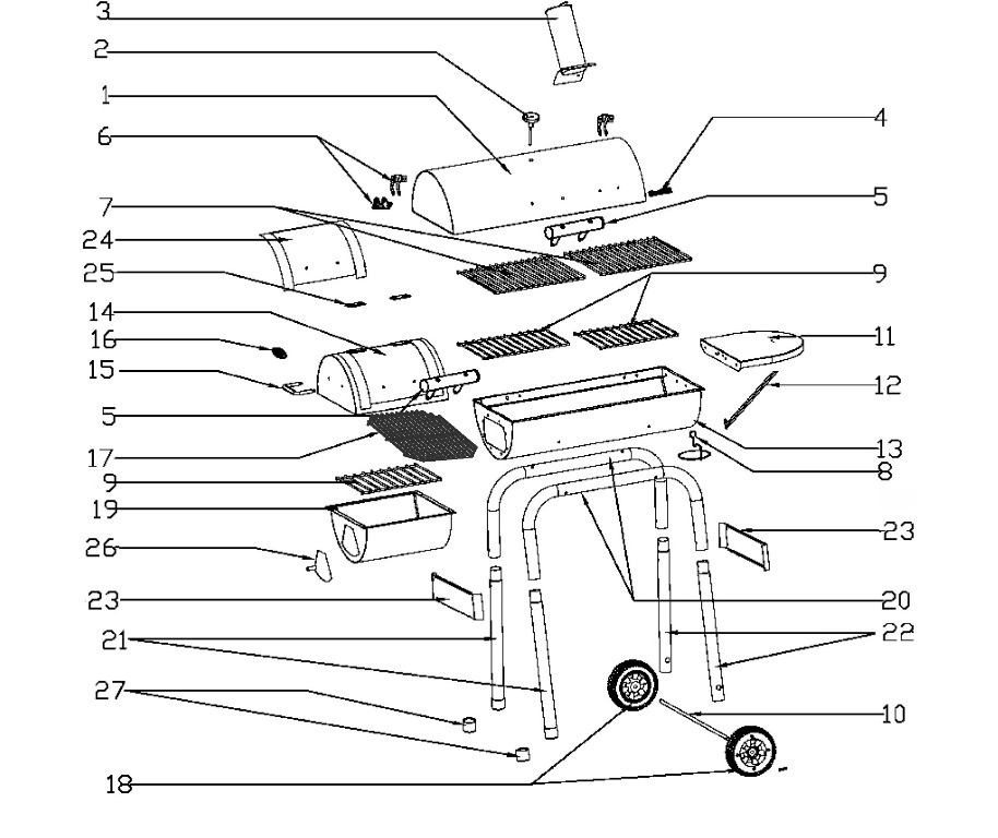 Diagram Diagram and Parts List for 10201598-05  Char-Broil Smoker