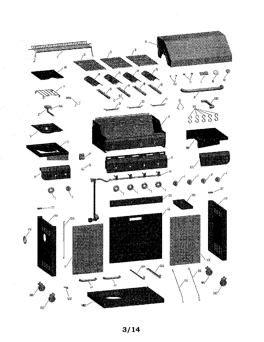Gas grill Diagram and Parts List for 463434413  Char-Broil Grill