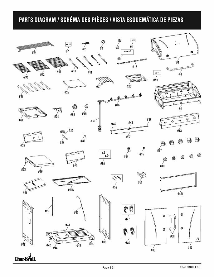 Diagram Diagram and Parts List for 463451022 2022 Char-Broil Grill