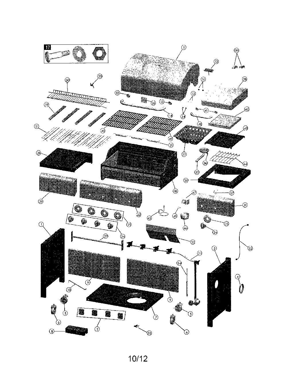 Gas grill Diagram and Parts List for 464323113  Char-Broil Grill