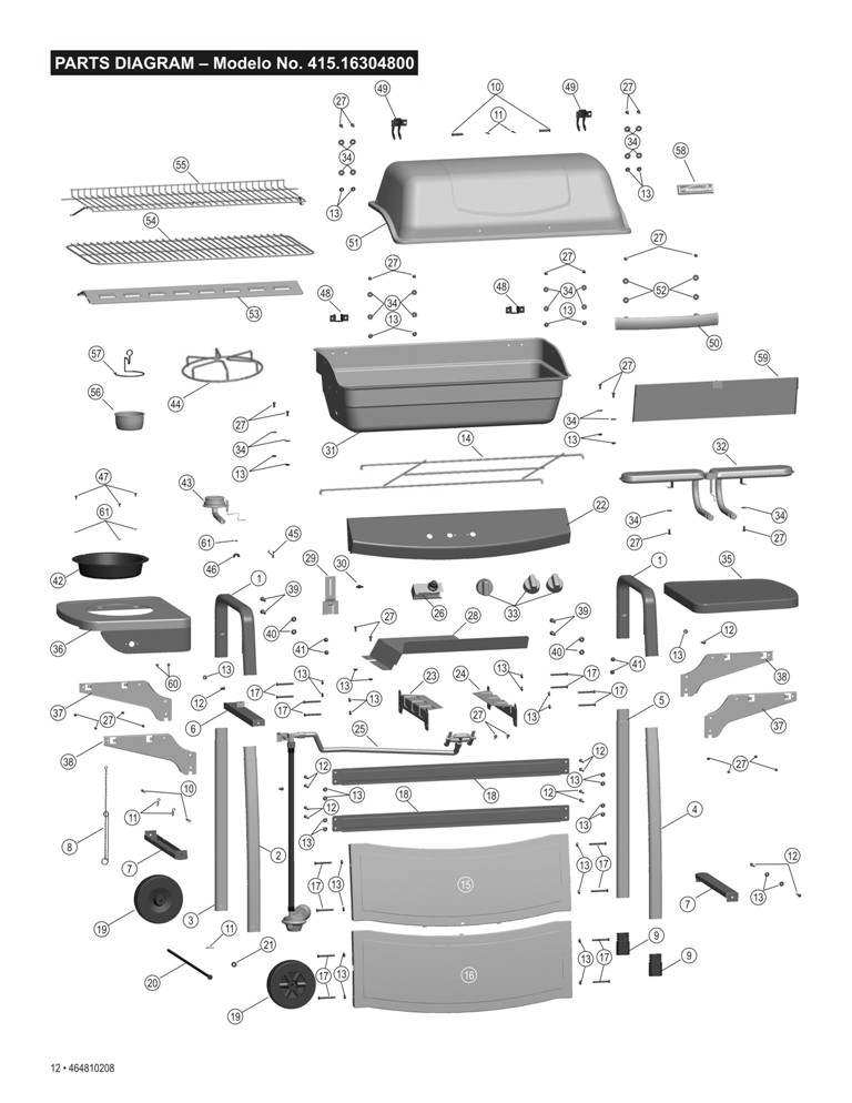 Diagram Diagram and Parts List for 41516304  Char-Broil Grill