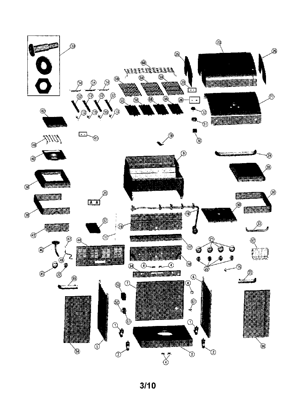 Gas grill Diagram and Parts List for 464223210  Char-Broil Grill