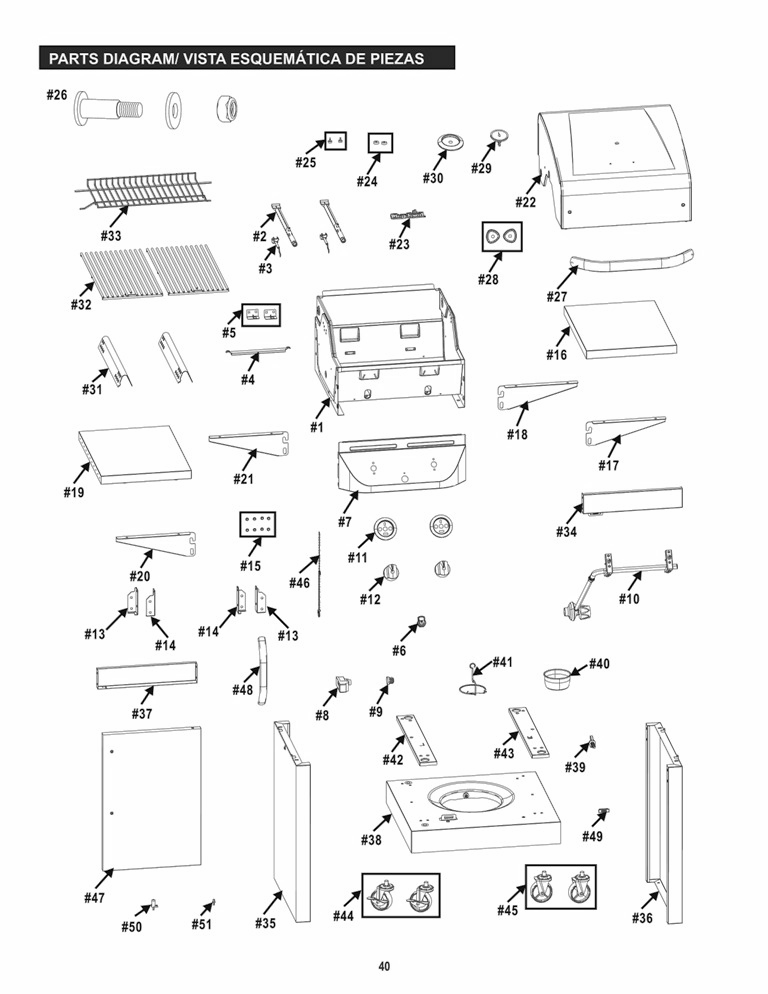 Diagram Diagram and Parts List for 463645015 2015 Char-Broil Grill