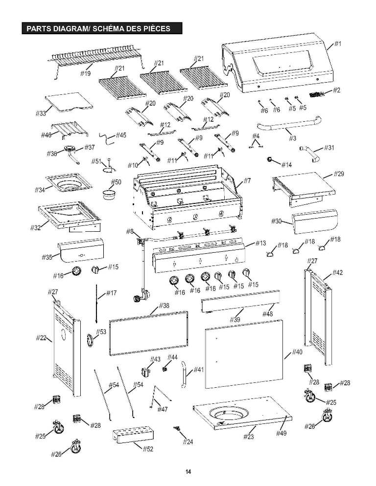 Diagram Diagram and Parts List for 463434314  Char-Broil Grill