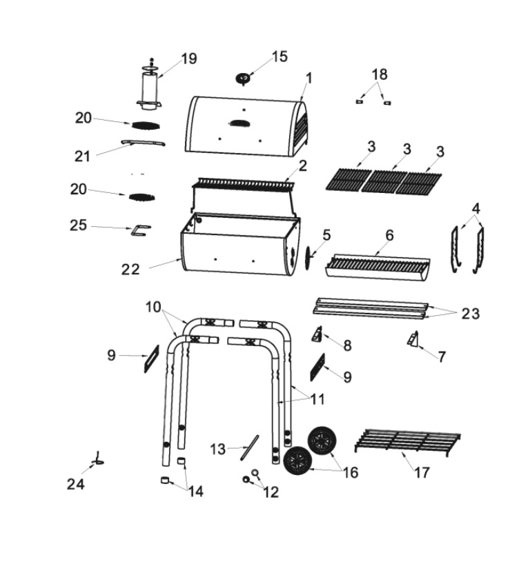 Diagram Diagram and Parts List for 12301740  Char-Broil Grill
