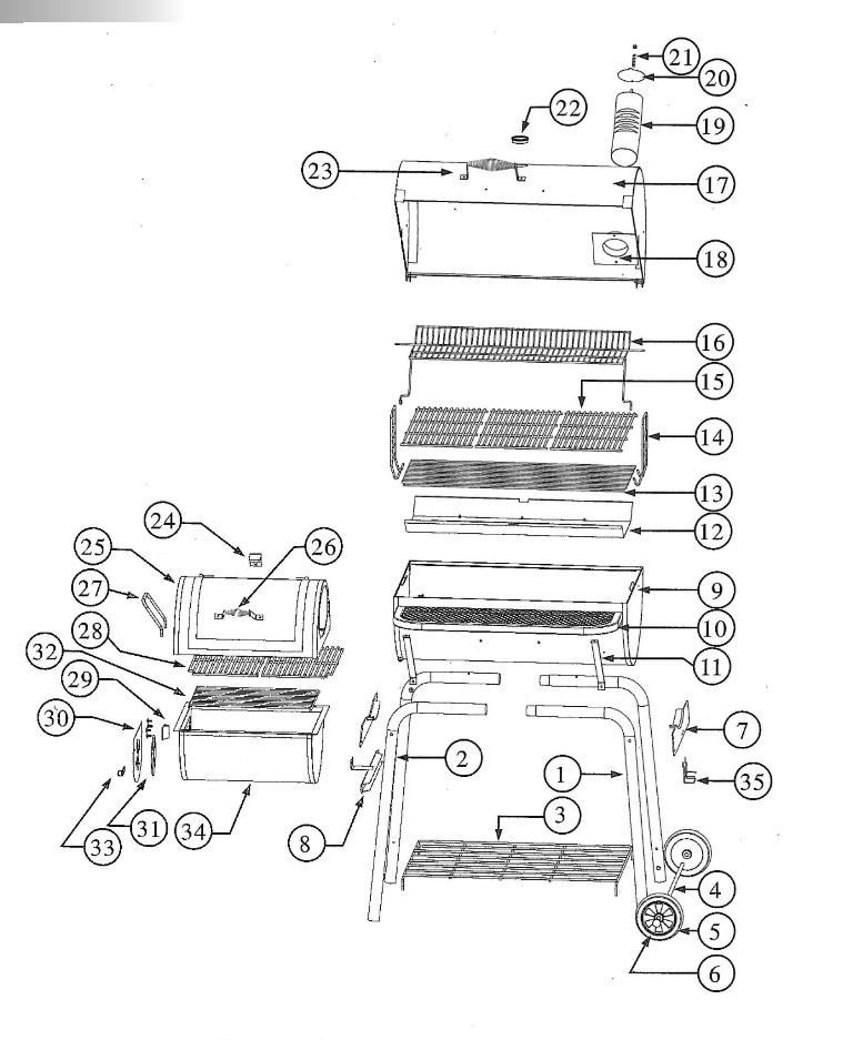Diagram Diagram and Parts List for 10201599  Char-Broil Smoker