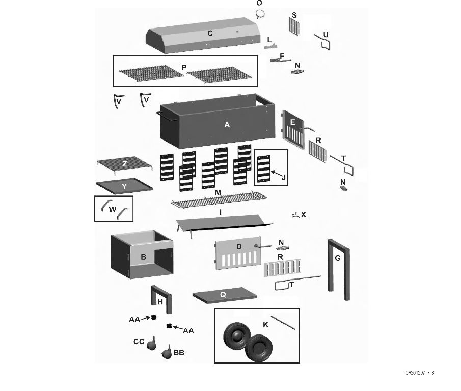 Diagram Diagram and Parts List for 06201297  Char-Broil Smoker