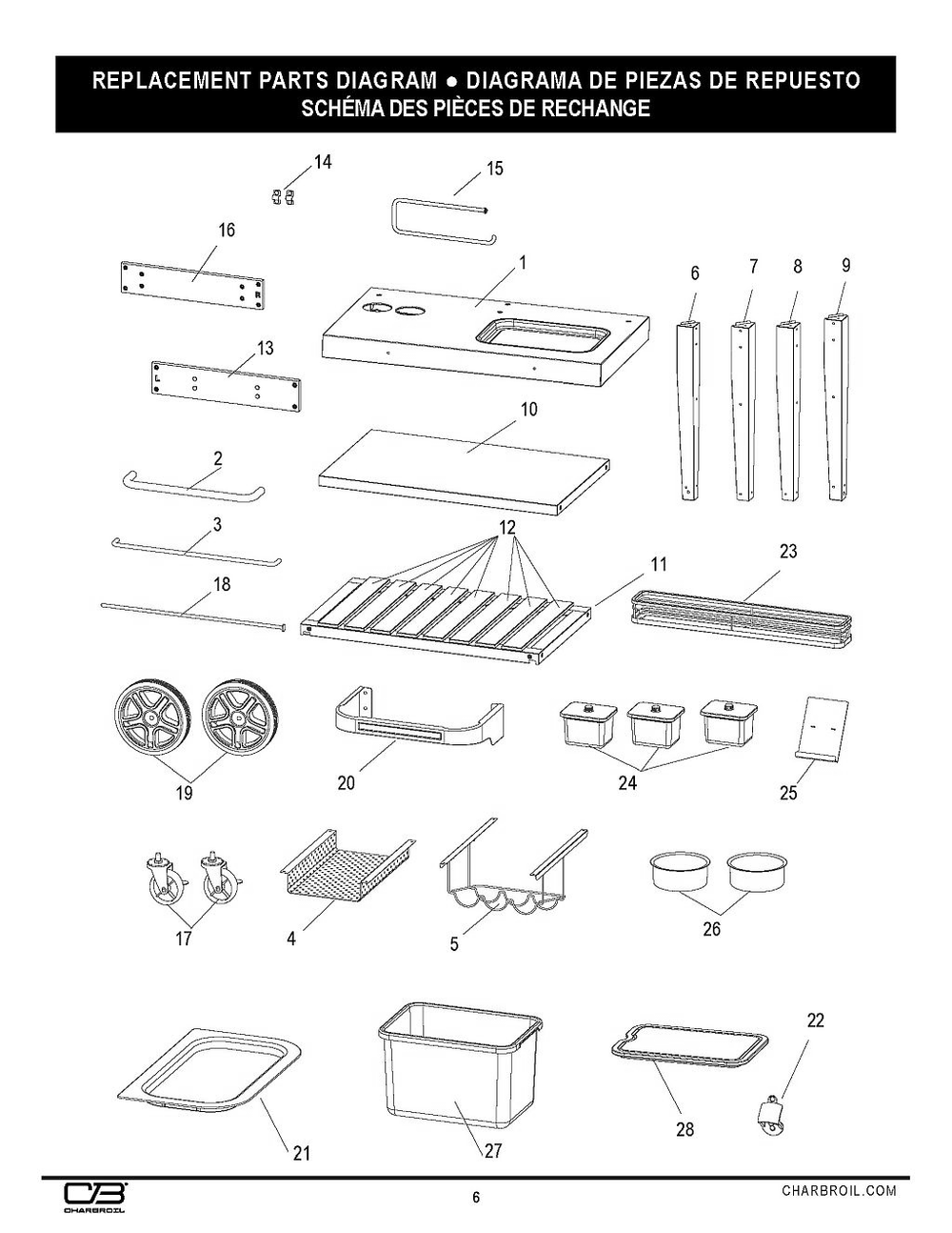 Diagram Diagram and Parts List for 23251122 2023 Char-Broil Grill Accessories