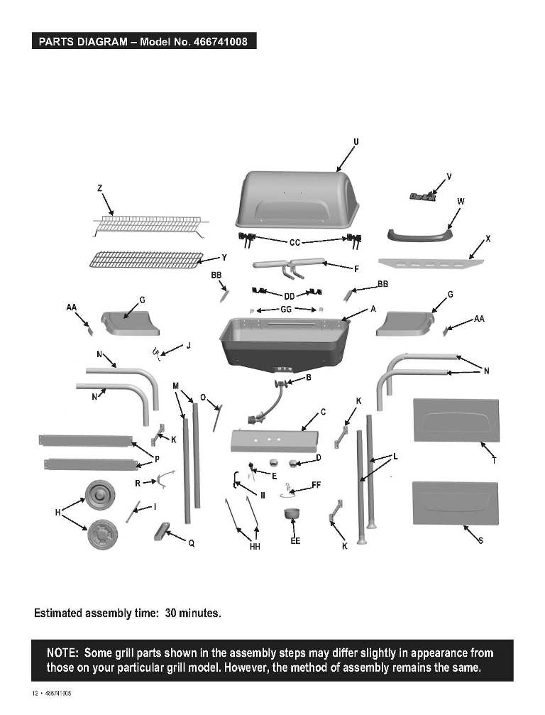 Diagram Diagram and Parts List for 466741008 2008 Char-Broil Grill
