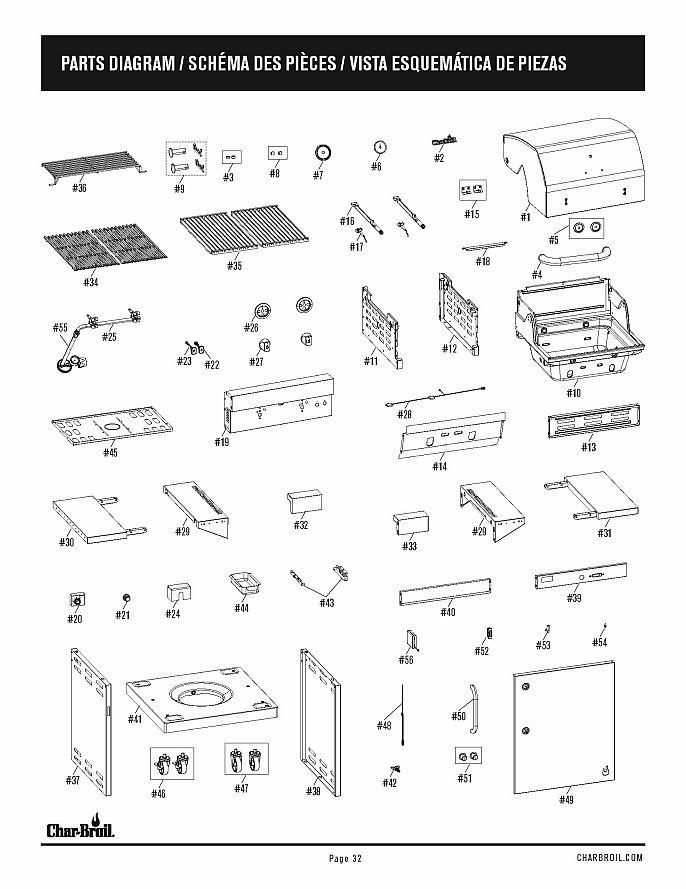 Diagram Diagram and Parts List for 463632520N 2022 Char-Broil Grill