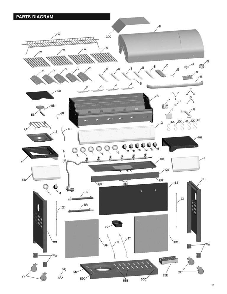 Diagram Diagram and Parts List for 463234512  Char-Broil Grill