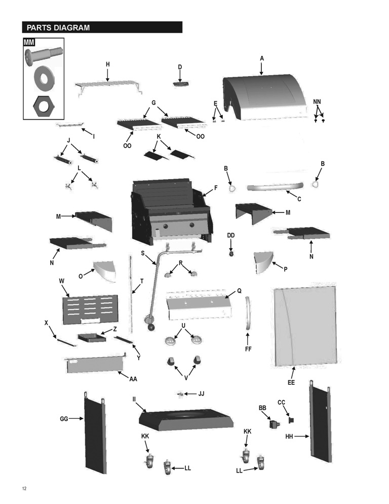 Diagram 1 Diagram and Parts List for 466243812  Char-Broil Grill