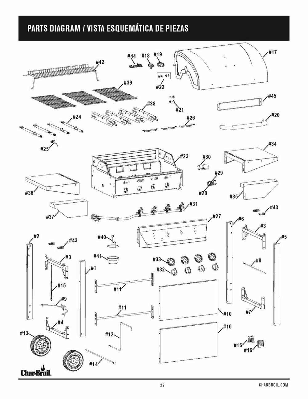 Diagram Diagram and Parts List for 463343819 2019 Char-Broil Grill