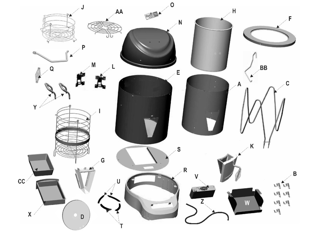 Diagram Diagram and Parts List for 11101625  Char-Broil Smoker
