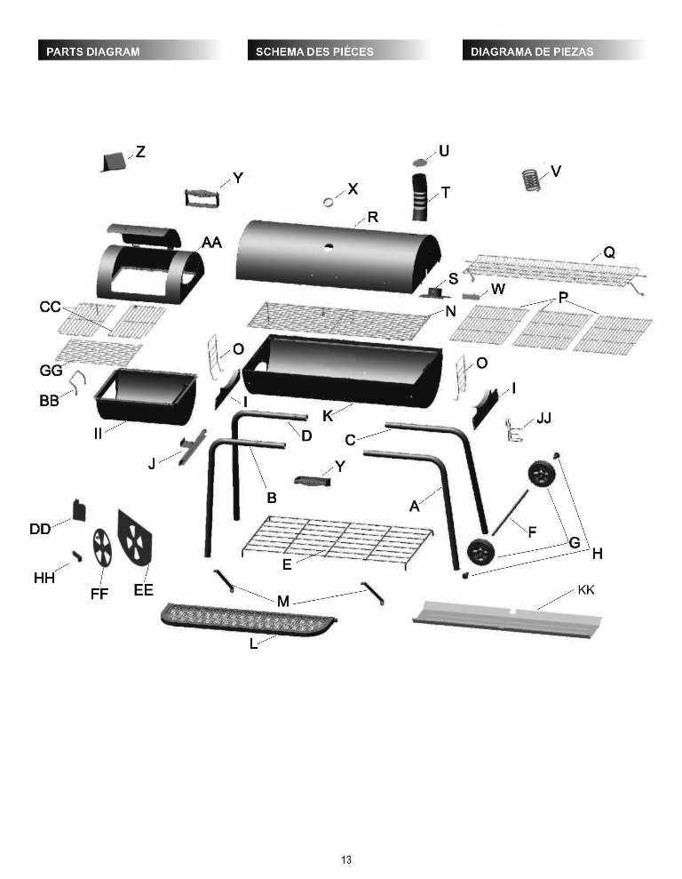 Diagram Diagram and Parts List for 14201571  Char-Broil Smoker