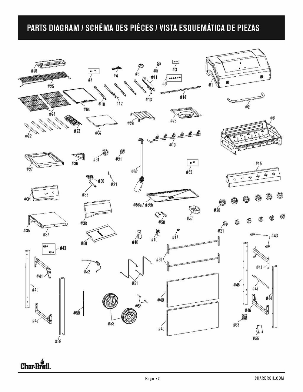 Diagram Diagram and Parts List for 463228622 2022 Char-Broil Grill