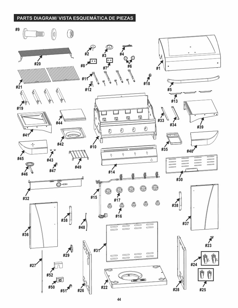 Diagram Diagram and Parts List for 463446015 (480SS)(2015) Char-Broil Grill