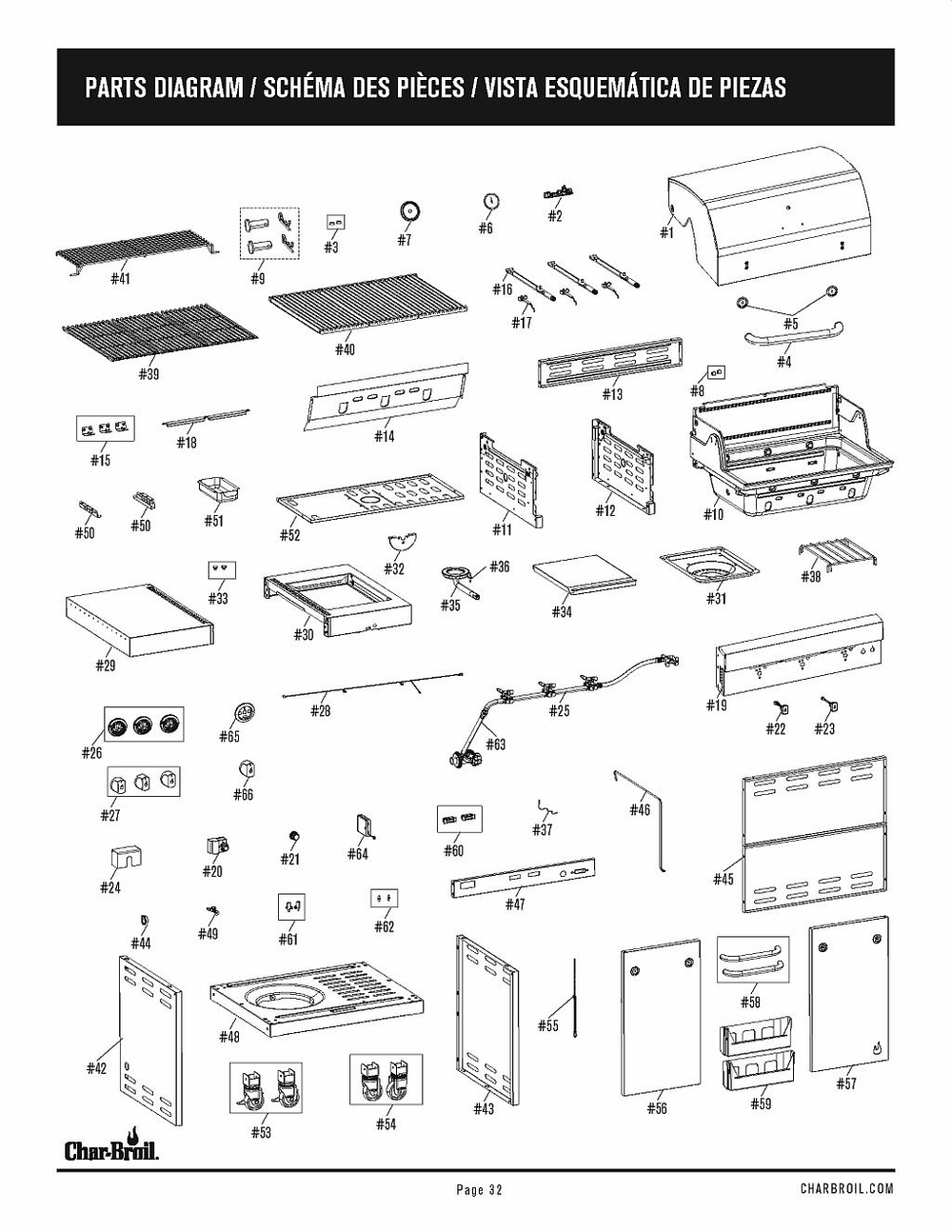 Diagram Diagram and Parts List for 463342620 2020 Char-Broil Grill