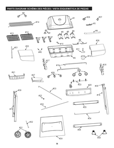 Diagram Diagram and Parts List for 463722416 (M370QA)(2016) Char-Broil Grill
