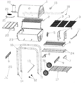 Part Location Diagram of CGC-1-032 Char-Broil Storage Rack